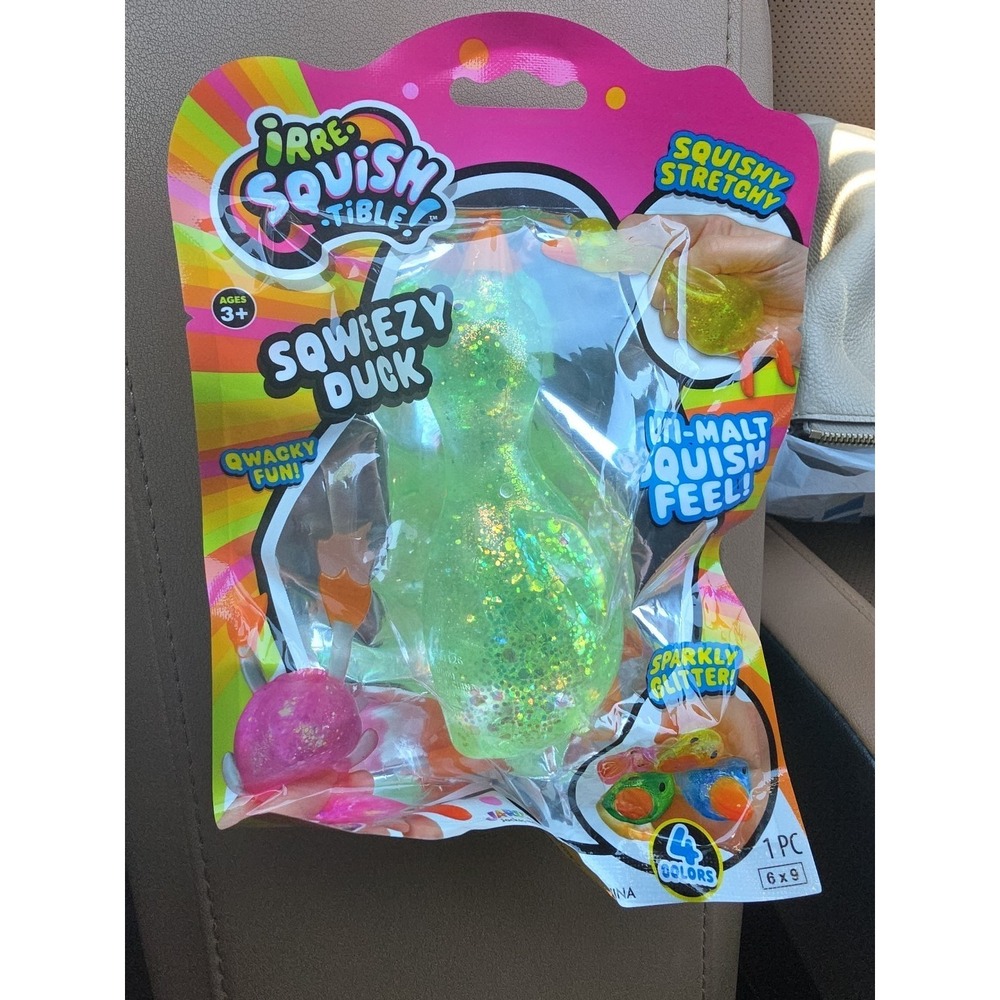 JA-RU Irre-Squish-tible Sqweezt Duck Sensory‎ Stress Relief-Green-Ultra Rare-HTF